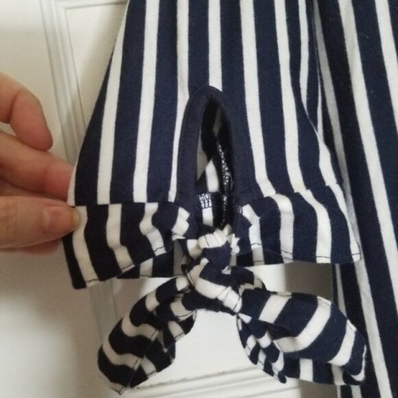 ASOS Navy Blue and White Striped Short Sleeved Dress Ladies Size 8 - Picture 4 of 7